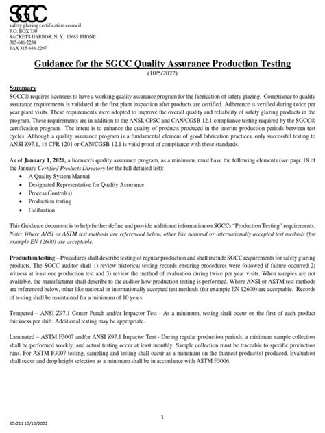 SGCC Production Testing Guidance Document